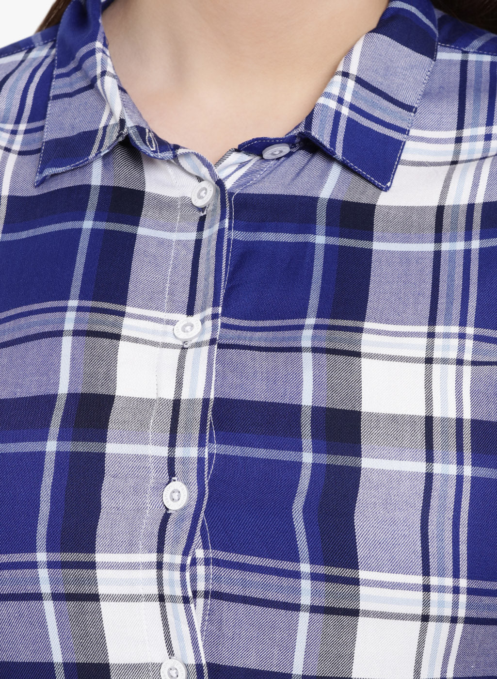WHITE AND BLUE CHECKED SHIRT