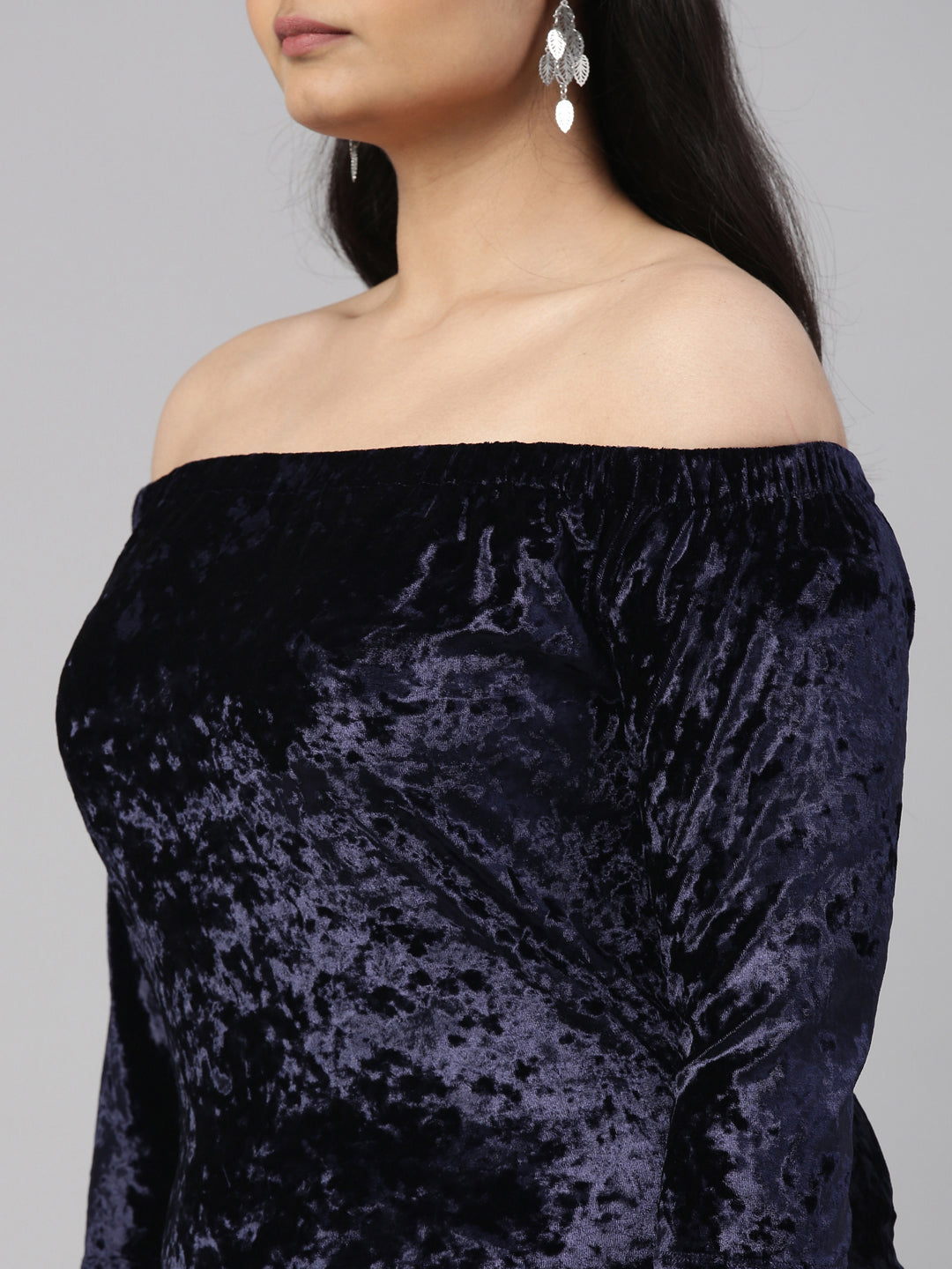 OFF-SHOULDER VELVET DRESS