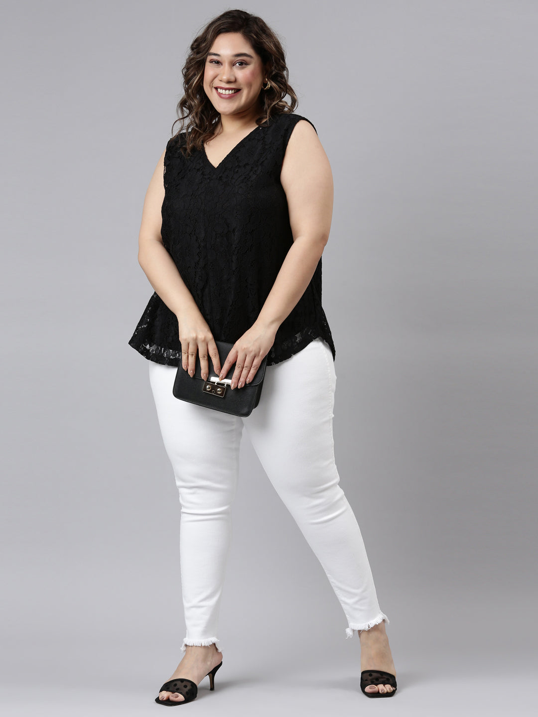 Black Lace Sleeveless Top