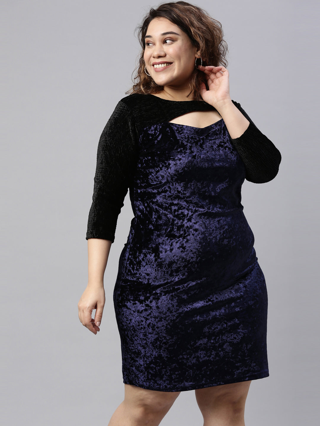 NAVY VELVET DRESS