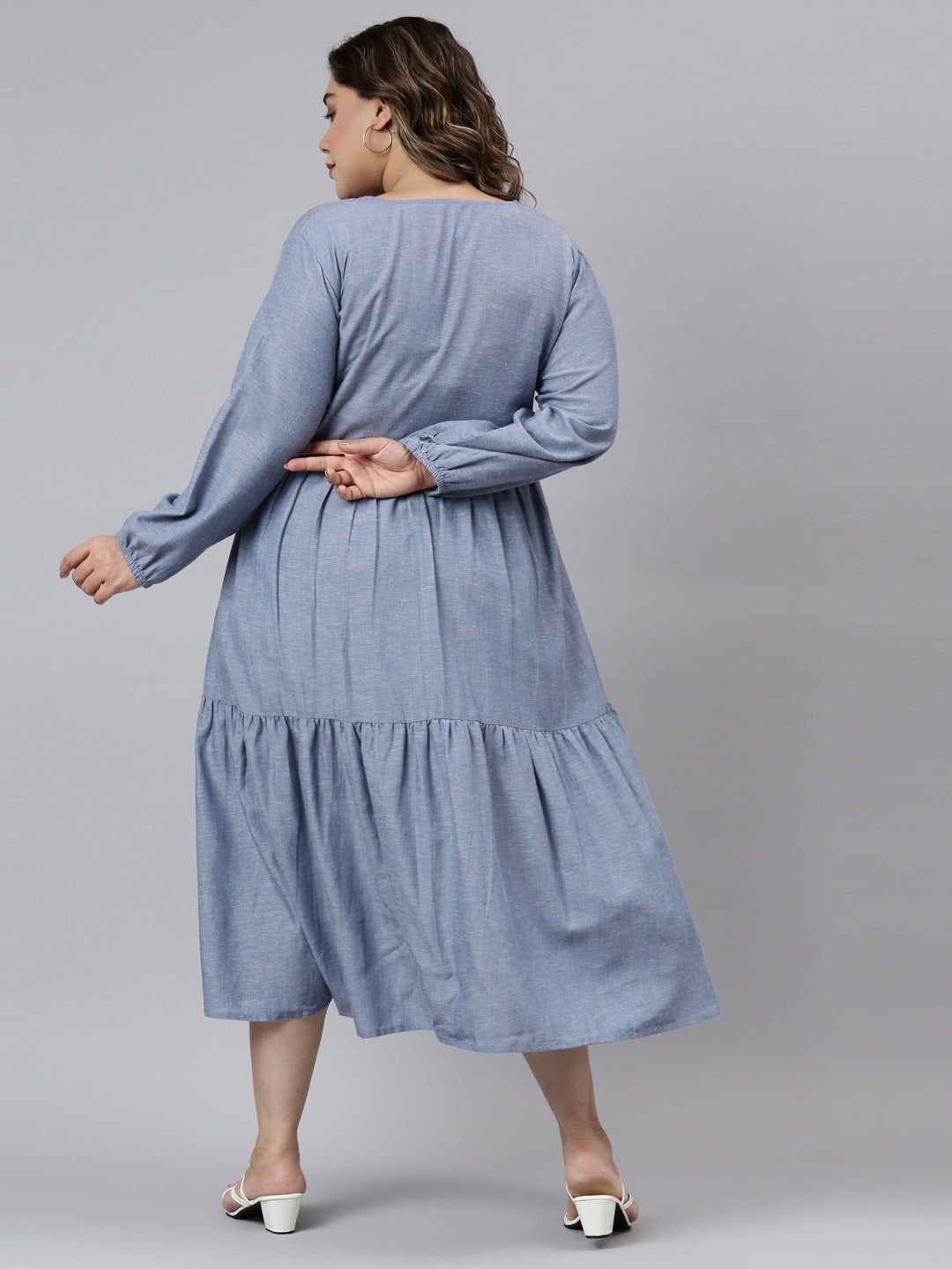 Blue Chambray Tier Dress