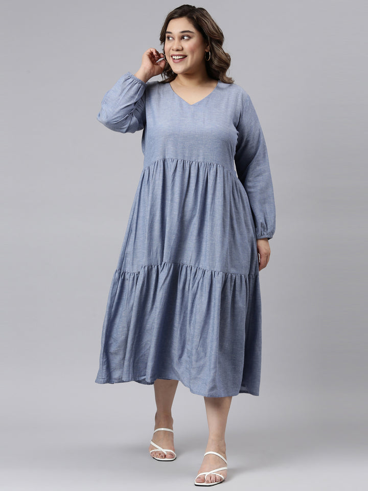Blue Chambray Tier Dress